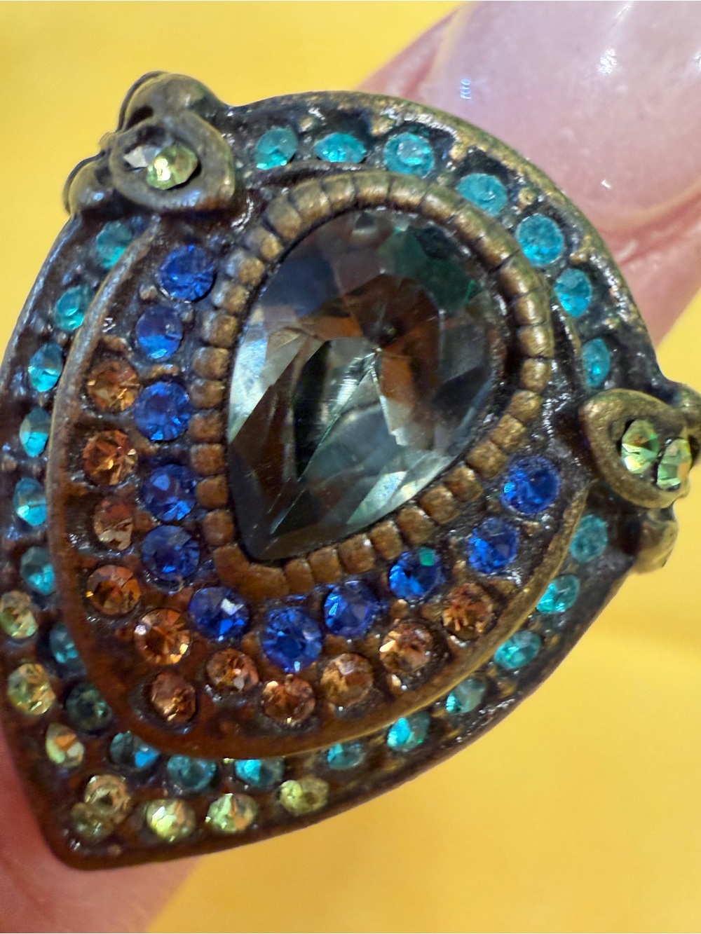 Park Lane Peacock-Inspired Statement Ring – Size 9